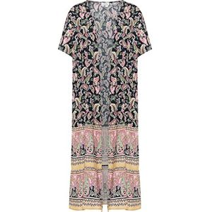 IMANE - Kimono - Marine Multicolore - Viscose Zacht - Met Imprimé Cachemire