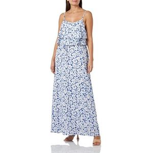 IDONY Dames maxi-jurk met bloemenprint 19222815-ID02, blauw wit, M, blauw-wit, M