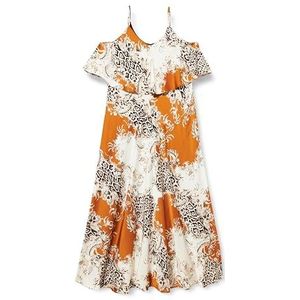 IMANE Dames maxi-jurk met allover-print 19222837-IM01, cognac meerkleurig, XL, cognac, meerkleurig, XL