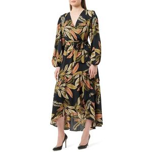 NALLY dames maxi-jurk jurk, Zwart meerkleurig., M