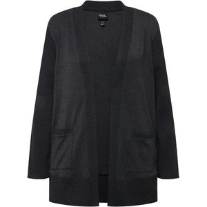 Ulla Popken - Veste Sweat Côtelée - Zwart - Grote Maten
