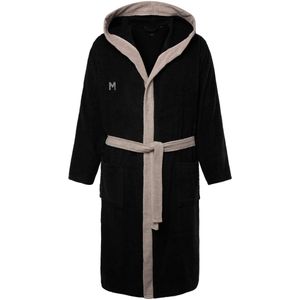 Men Plus - Badjas - Grijs / Zwart - Lang - Motief Color-Blocking