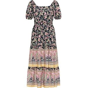 EYOTA Midi-jurk voor dames, met paisley-print, Marine meerkleurig, XL