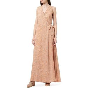 EYOTA Lange wikkeljurk voor dames, oranje beige, M