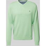 Gebreide Trui - Effen - Knitwear - V-hals - Lange Mouw