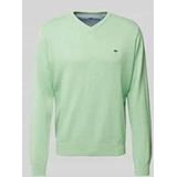 Gebreide Trui - Effen - Knitwear - V-hals - Lange Mouw