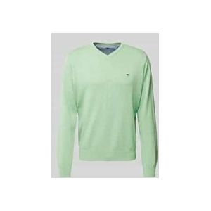 Gebreide Trui - Effen - Knitwear - V-hals - Lange Mouw