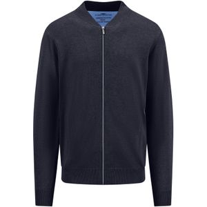 Fynch-Hatton vest donkerblauw effen normale fit katoen