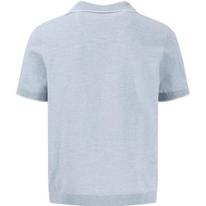 Fynch-Hatton - Poloshirt - Blauw - Katoen/Linnen - Korte Knoopsluiting