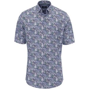 Fynch-Hatton - Vrijetijdsoverhemd - Katoen - Blauw - Regular Fit - 1/2-Mouw