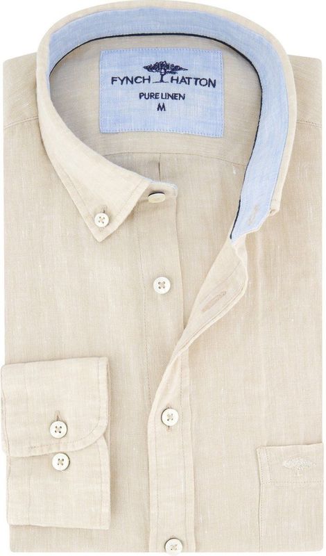 Fynch Hatton - Overhemd - Beige - Linnen - Normale Fit