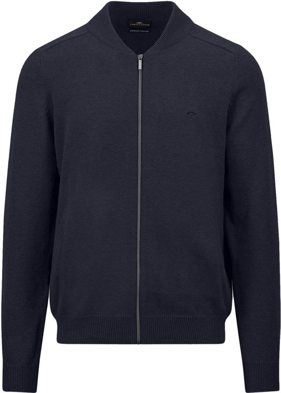 Fynch-Hatton Heren vest blauw (Maat: S) - Effen - Halslijn: Opstaande kraag,