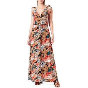 COBIE Maxi-jurk voor dames, met allover-print, rood, meerkleurig., M