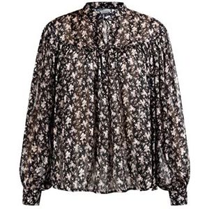 Colina Damesblouse met lange mouwen, zwart, roze, L