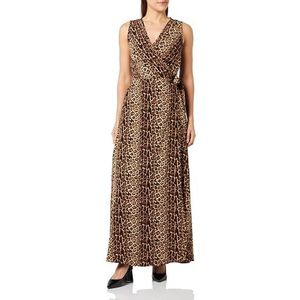 IKITA Dames maxi-jurk met luipaardprint 19222827-IK01, beige leo, M, maxi-jurk met luipaardprint, M