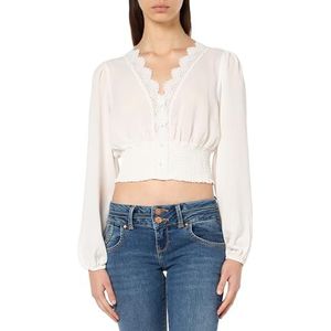 IKITA Cropped damesblouse met lange mouwen, wolwit, M