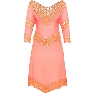 isha Dames tuniekjurk mini met haakdeel 19322914-IS01, oranje, XS/S, Tuniekjurk mini met gehaakte part, XS/S