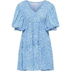 isha Dames zomerjurk 19323483-IS01, BLAUW Wit, XL, zomerjurk, XL