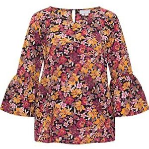 ZITHA Damesblouse, Zwart meerkleurig., S