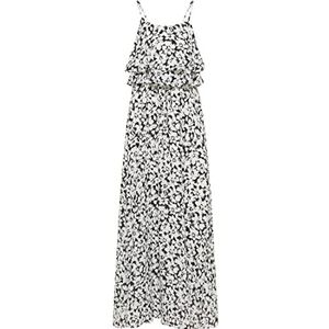 faina ZITHA dames maxi-jurk met bloemenprint 19222815-ZI01, zwart wit, S, Maxi-jurk met bloemenprint, S