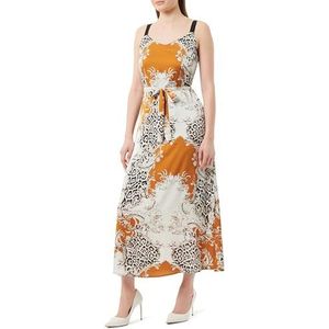 faina ZITHA dames maxi-jurk 19222835-ZI01, cognac meerkleurig, M, maxi-jurk, M