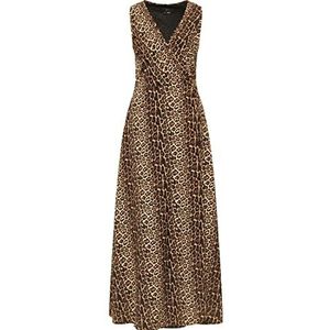 faina Lange damesjurk met luipaardprint 19222827-FA01, beige luipaardpatroon, maat L, maxi-jurk met luipaardprint, L, Maxi-jurk met luipaardprint