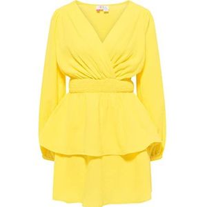 IZIA Dames mini-jurk 19323086-IZ01, GEEL, L, Mini-jurk, L