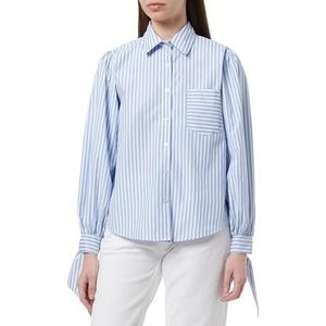 DreiMaster Vintage Damesblouse met lange mouwen, Wit lichtblauw, S