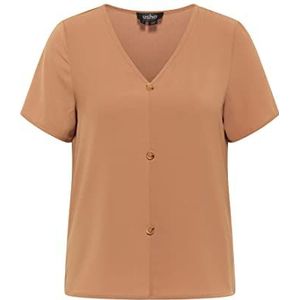 carato dames blouseshirt, donkerbeige, XL