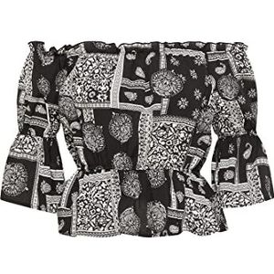 SWIRLY dames carmenblouse, zwart, wit, M