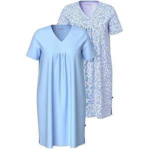 Ulla Popken - Nachthemd - Blauw - 3/4 Lengte - 2 Pack