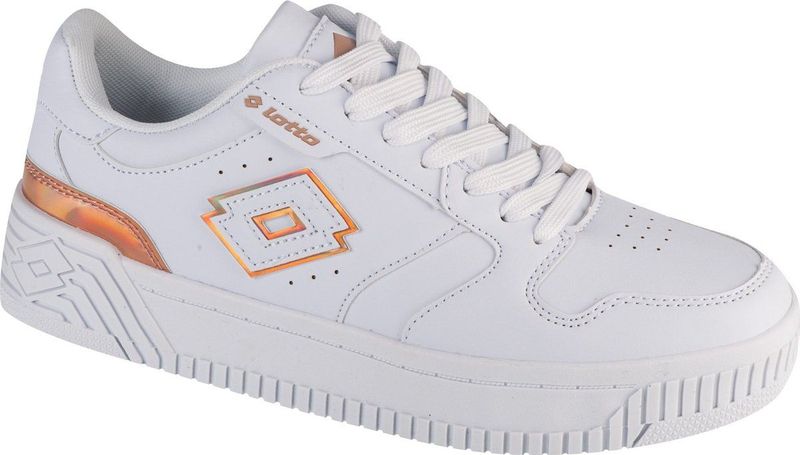 Lotto - Sneakers - Wit/Copper - Glanzend - Vetersluiting