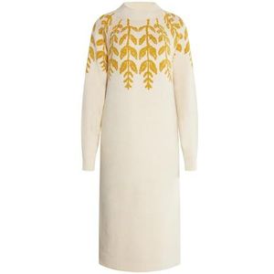 IRIDIA Maxi-gebreide damesjurk, crème, meerkleurig, S