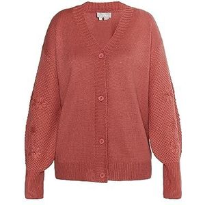 LEOMIA Cardigan en tricot pour femme, vieux rose, XS-S