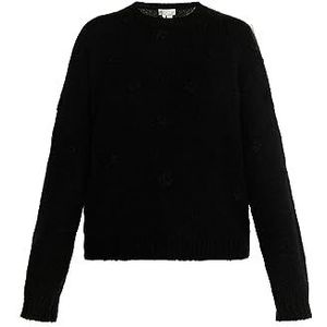 NAEMI Pull en tricot pour femme, Noir, M-L