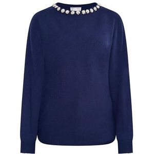 corbridge dames trui met parels, marineblauw, M/L