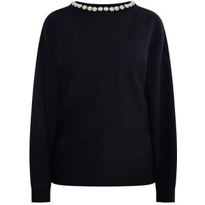 LEOMIA dames trui met parels, zwart, M/L