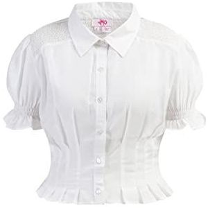 NINDIE Damesblouse met korte mouwen, wit, XS