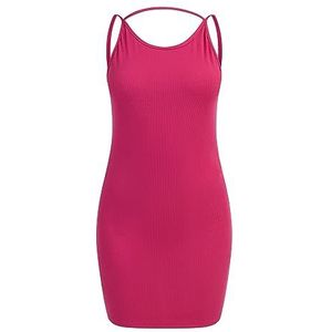 SWIRLIE Dames mini-jurk van ribgebreide jurk, roze, XL/XXL