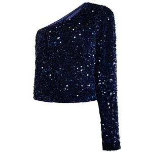 caneva Dames One-Shoulder Top, marineblauw, L