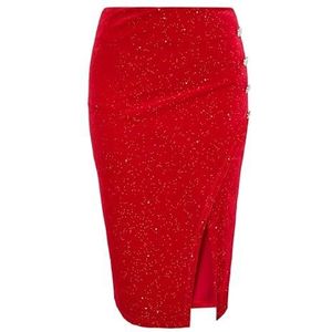 CHANI Fluwelen rok voor dames met glitter, rood, XS
