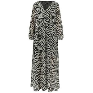 LEOMIA Jurk met zebraprint damesjurk, Wit/Zwart