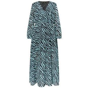 ECY Damesjurk met zebra-print, lichtblauw/zwart., M