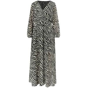 SKYLAH Damesjurk met zebra-print, wit, zwart, XL