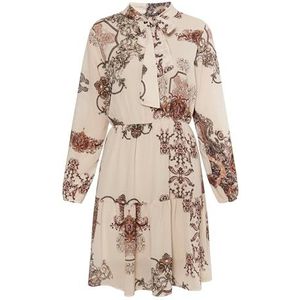 Sookie Damesjurk met barokke print, wolwit, rood, meerkleurig, M