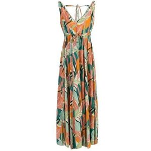 qisha dames maxi-jurk jurk, crème, meerkleurig, S