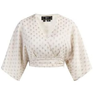 Gaya Dames Cropped Blousetop, Wolwit met gouden stippen, S