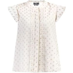 SAPELLO Damesblouseshirt met ruches mouwen, Wolwit met gouden stippen, L