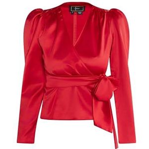 dedica Chemisier portefeuille pour femme, rouge, M