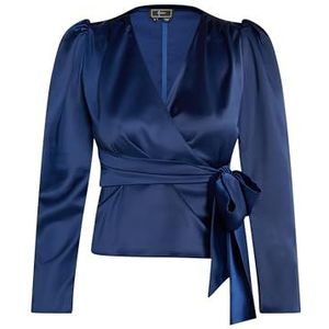 IKITA dames wikkelblouse, marineblauw, M